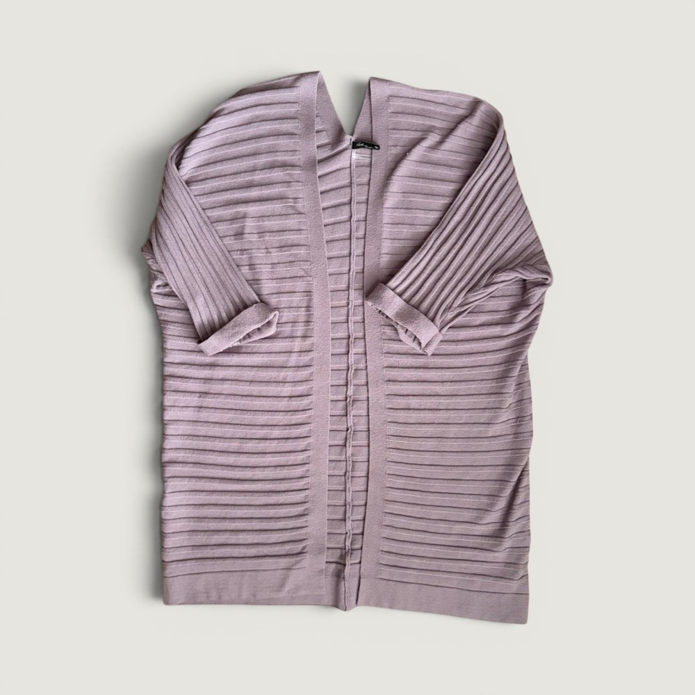 North River Cardigan Sweater Women Medium Mauve Ribbed Open Front Dolman